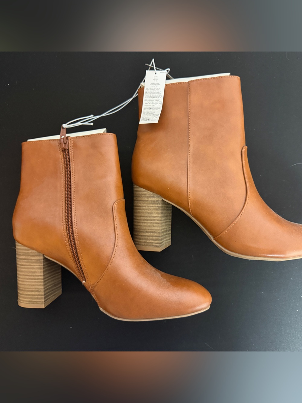 Old Navy Cognac Tan Block Heel Ankle Booties